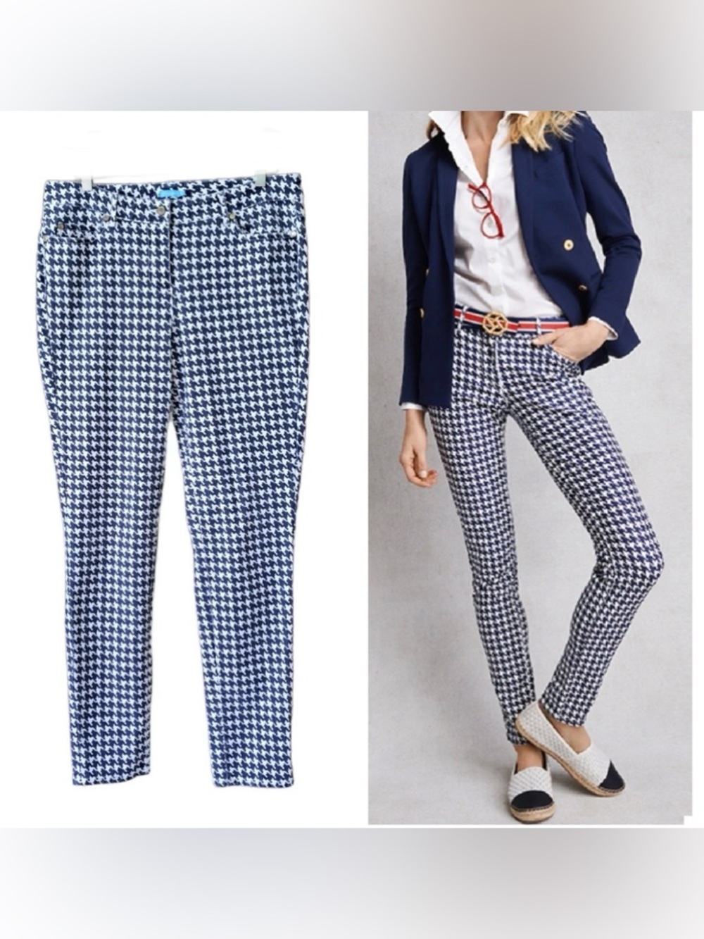 NWT J. McLaughlin Lexi Navy Blue Midi Quotation Stretch Capri Jeans Size 4 $188